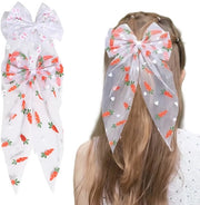 Accessorio capellino per bambine - Clip capelli grande con radice e corda di coniglio di tule - Code di lunghezza - Clip krokodilo per bambini piccoli - Decorazione di Pasqua e primavera