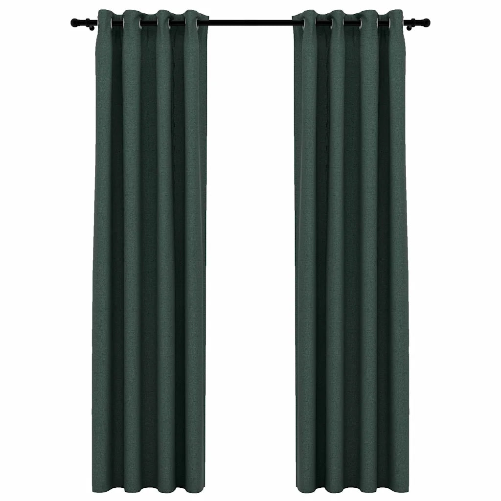 Tende Oscuranti Effetto Lino con Occhielli 2 pz Verdi 140x245cm cod mxl 69007
