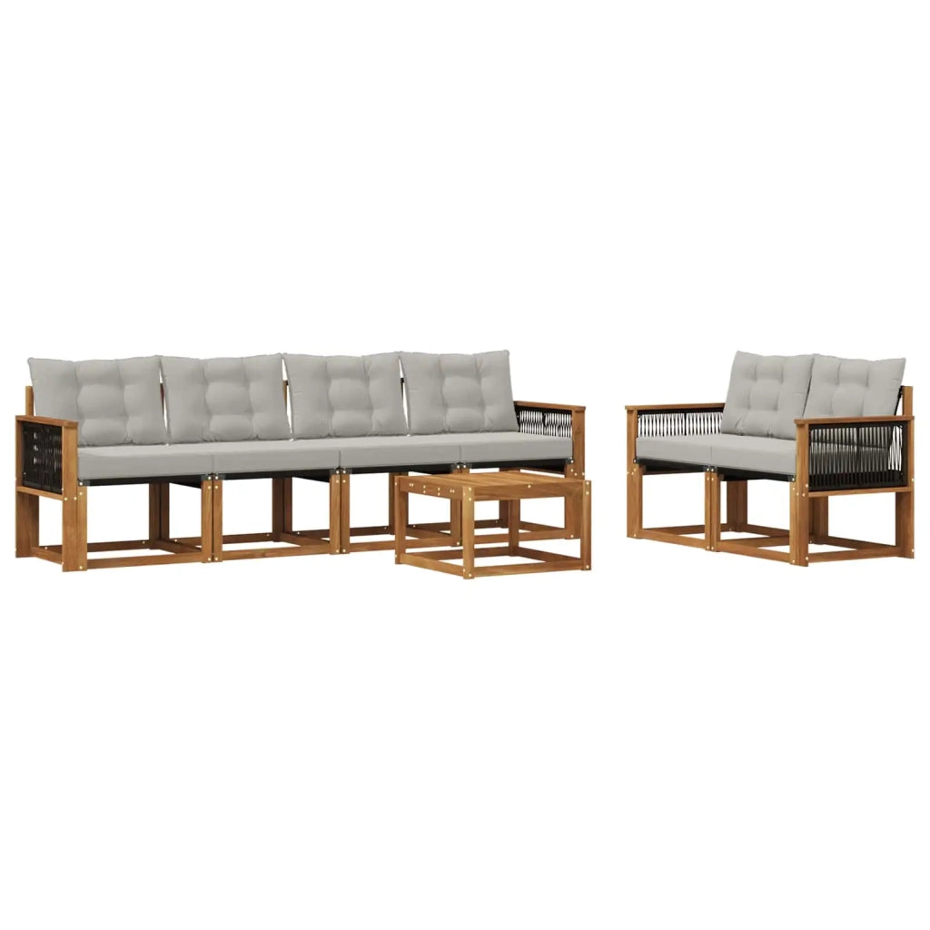 Set di divani da esterno 7 pz Naturale e Grigio Chiaro 3381791