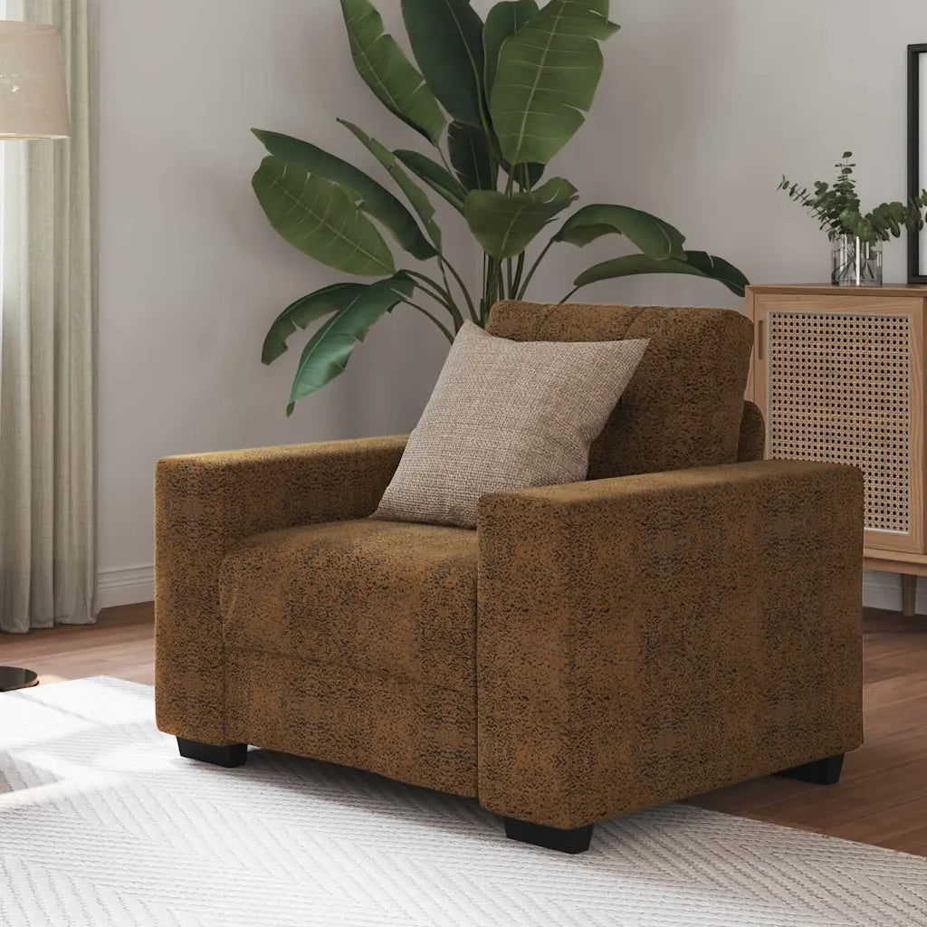 Poltrona Sofa con cuscino Marrone Pelle sintetica e Legno 4105108
