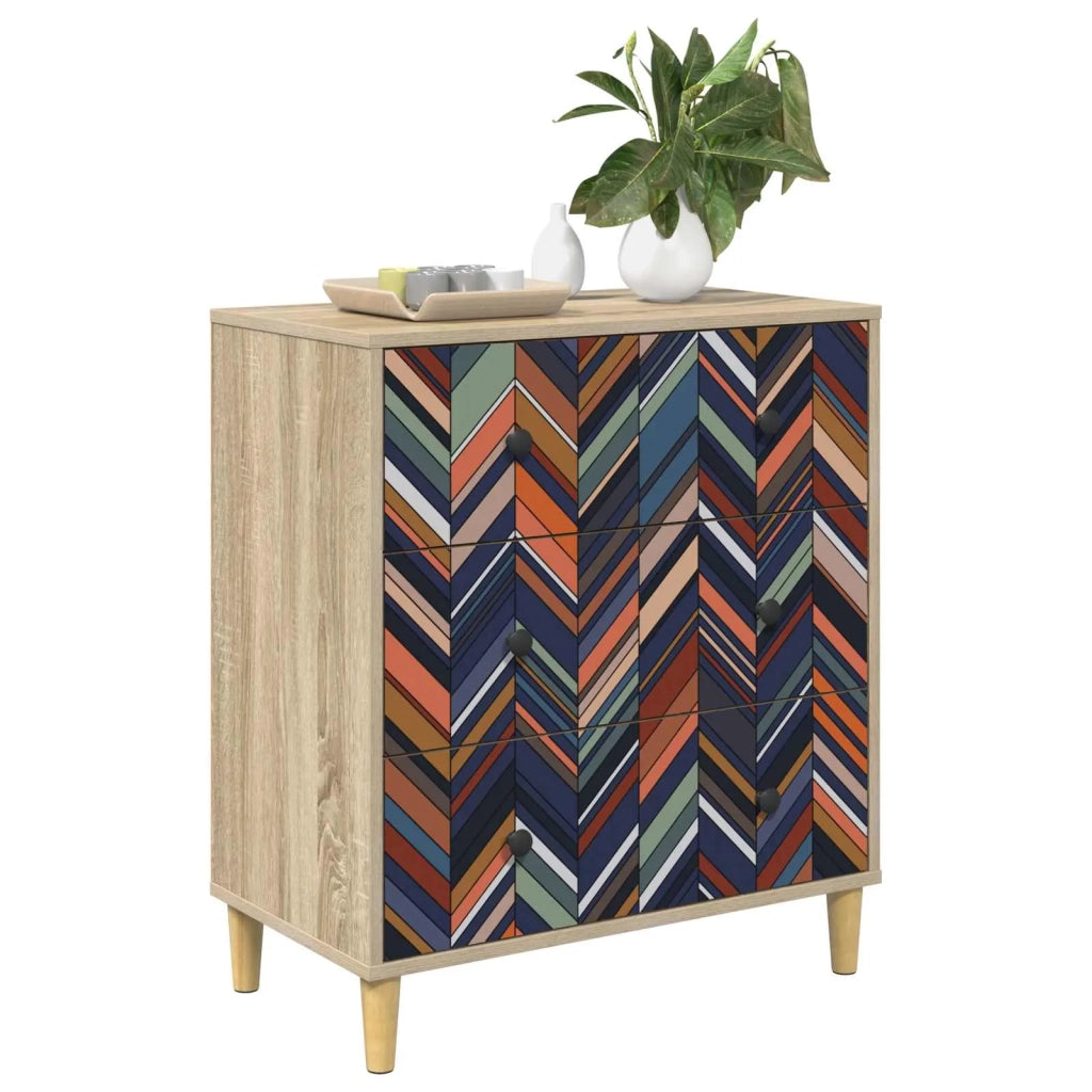Cassettiera OMMEN Stampa geometrica 66 x 36,5 x 75 cm Sonoma 8007359
