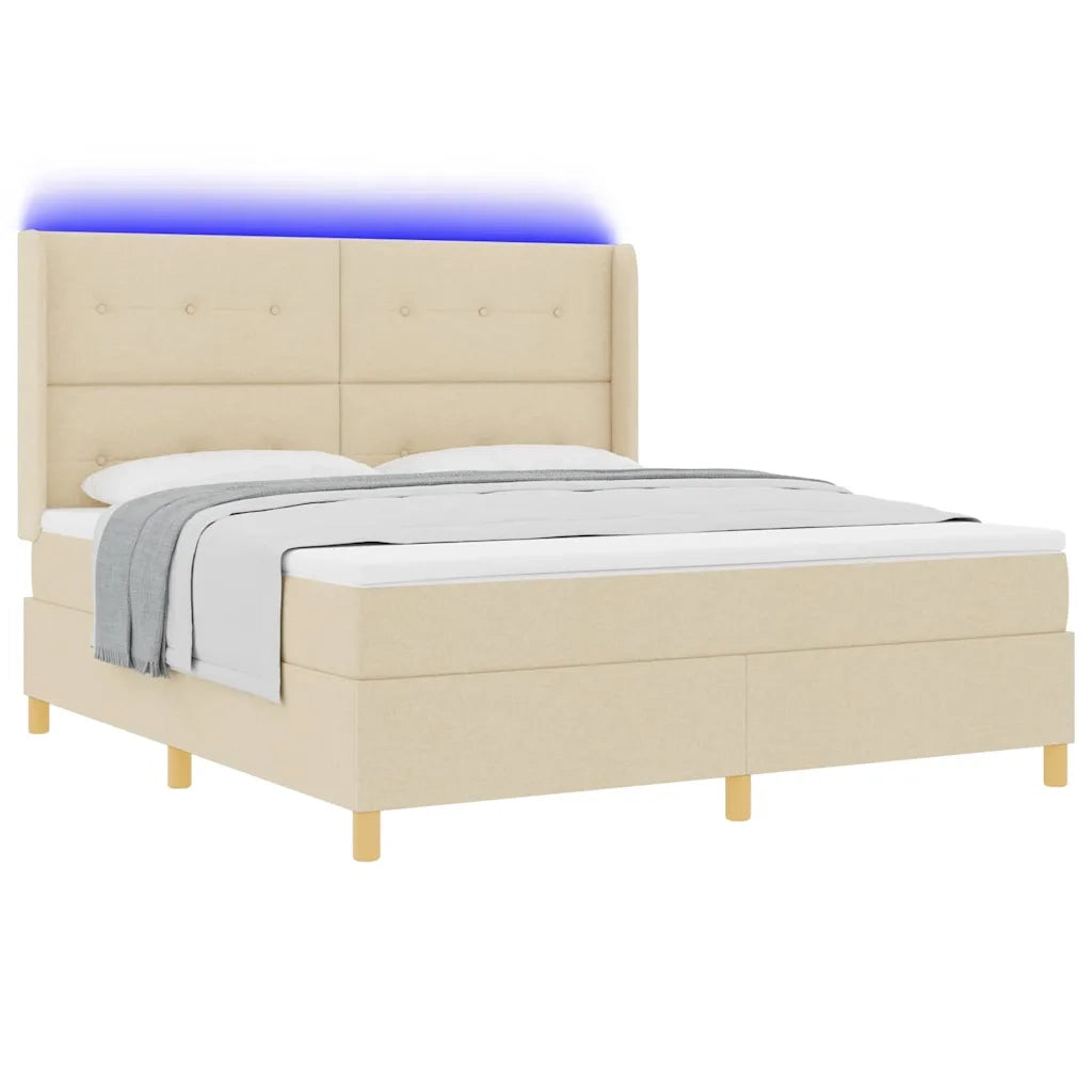 Letto a molle con materasso Crema 140 x 200 cm Tessuto