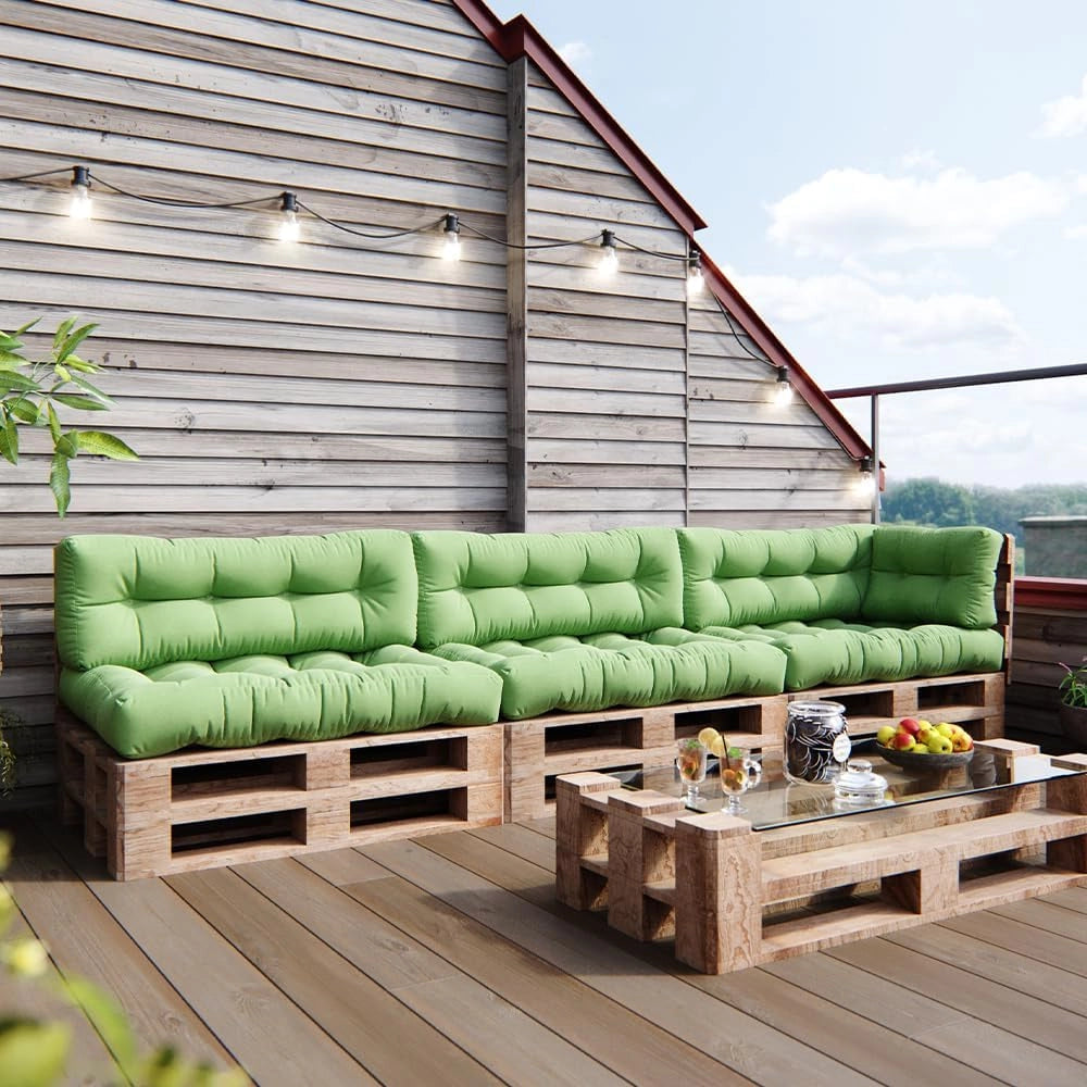 Set di cuscini per pallet "Flocken", Verde, 7 scomparti, per l’imbottitura di sedute e schienali su pallet europallet