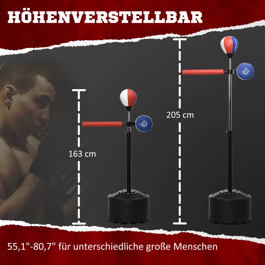 Sacco da Boxe con Supporto Regolabile in Altezza ¨C zephmum ¨C Nero, 80.5x48x163-205 cm