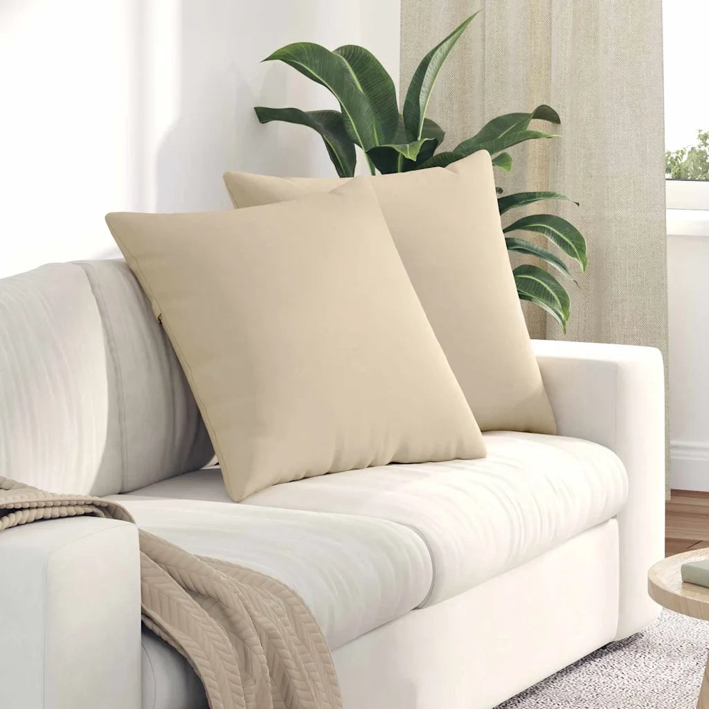 Cuscini da Divano 2 pcs Crema 60 x 60 cm Tessuto