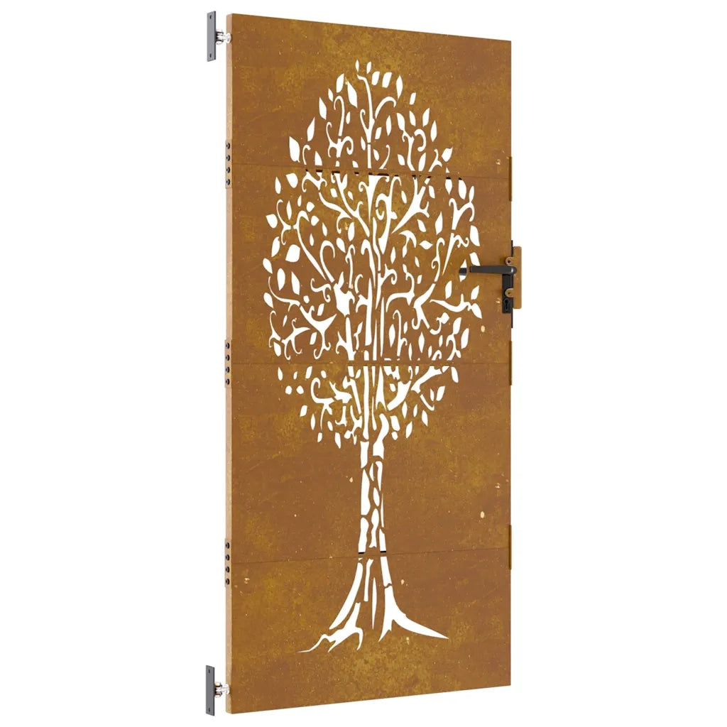 Cancello da Giardino 85x175 cm in Acciaio Corten Design Alberocod mxl 102951