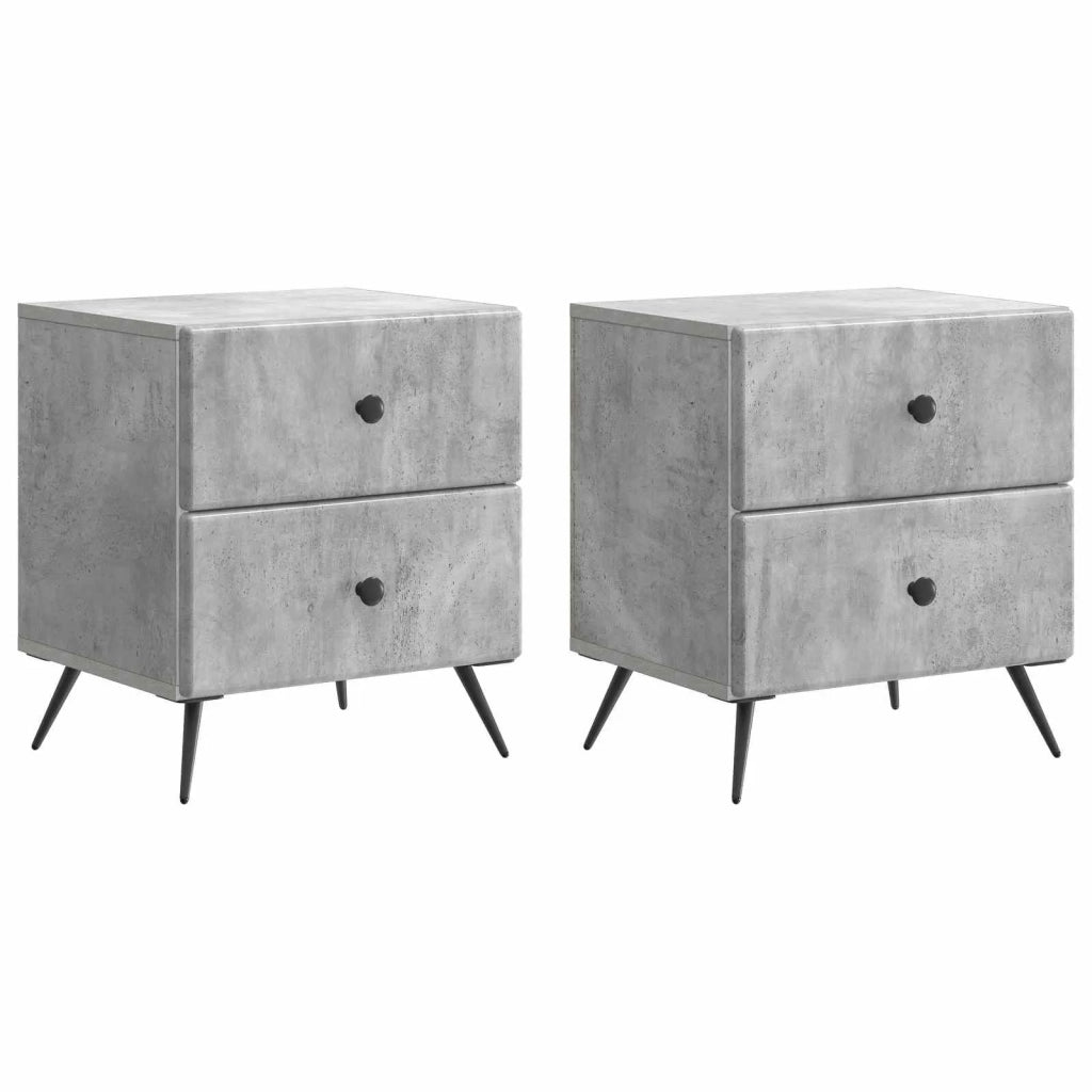 Armadio da Notte 2 pcs Grigio Cemento 43 x 34,5 x 47,5 cm 895452