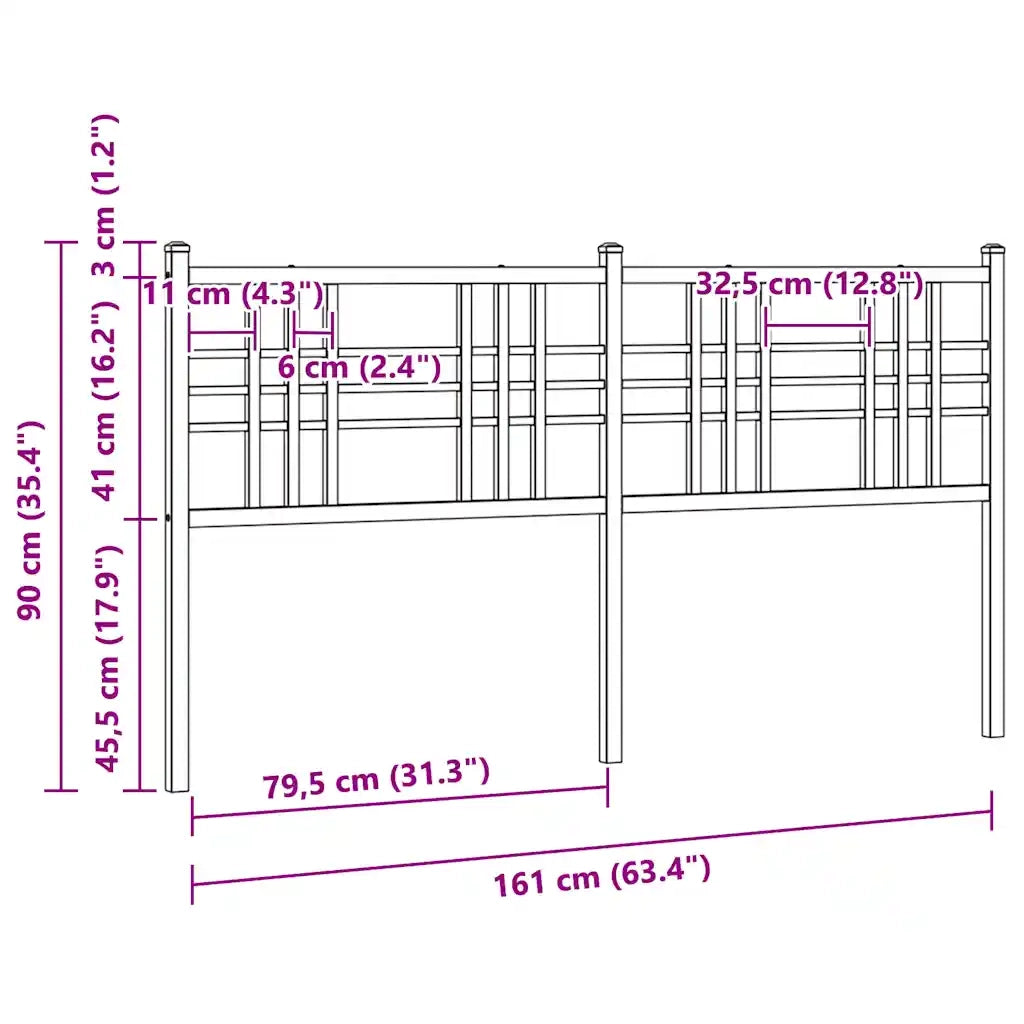 Testiera | Testata di Ricambio in Metallo Nero 160 cm