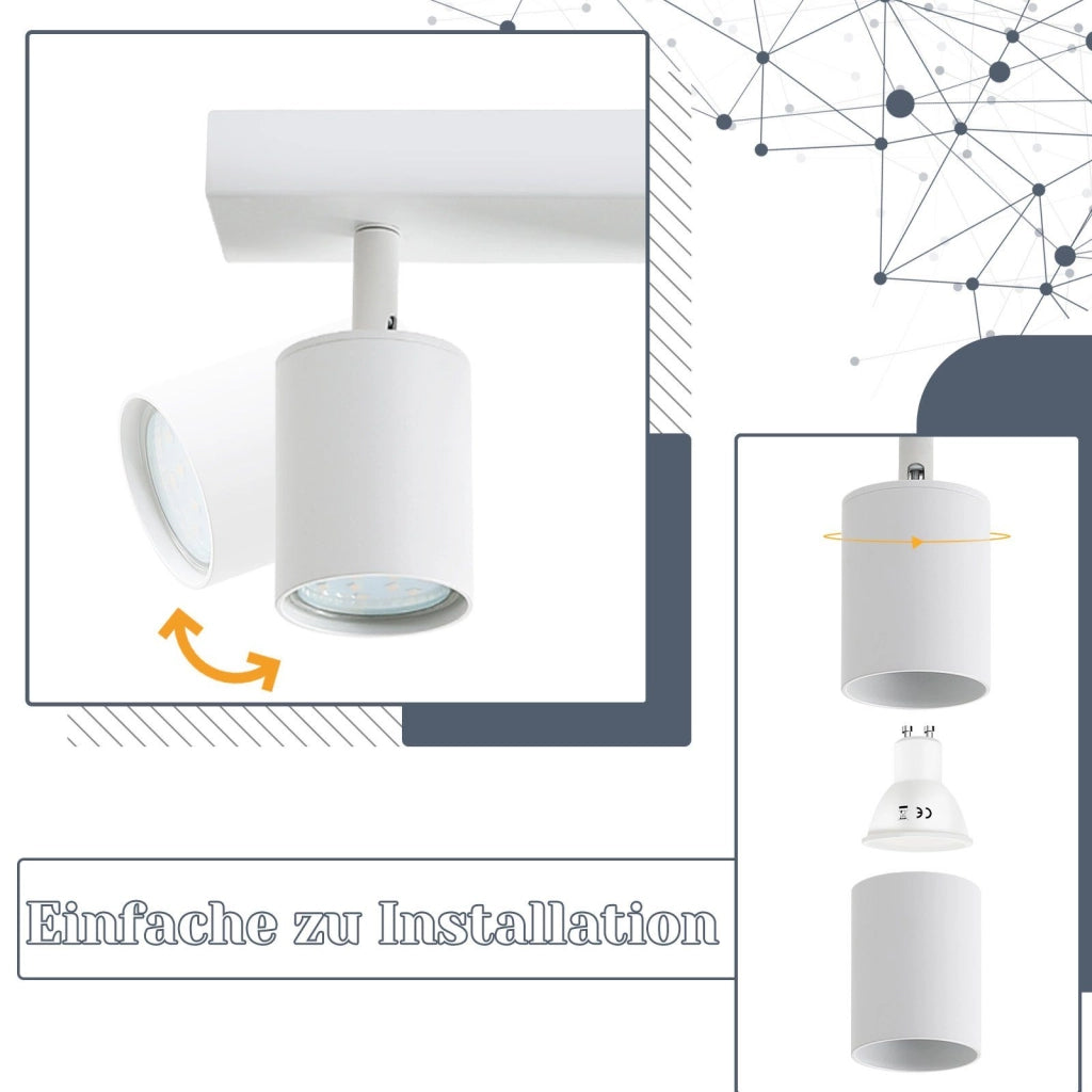 ZMH Faretto da soffitto LED bianchi 5 punti luce GU10 orientabili 330° industriale moderno per salotto senza lampadine