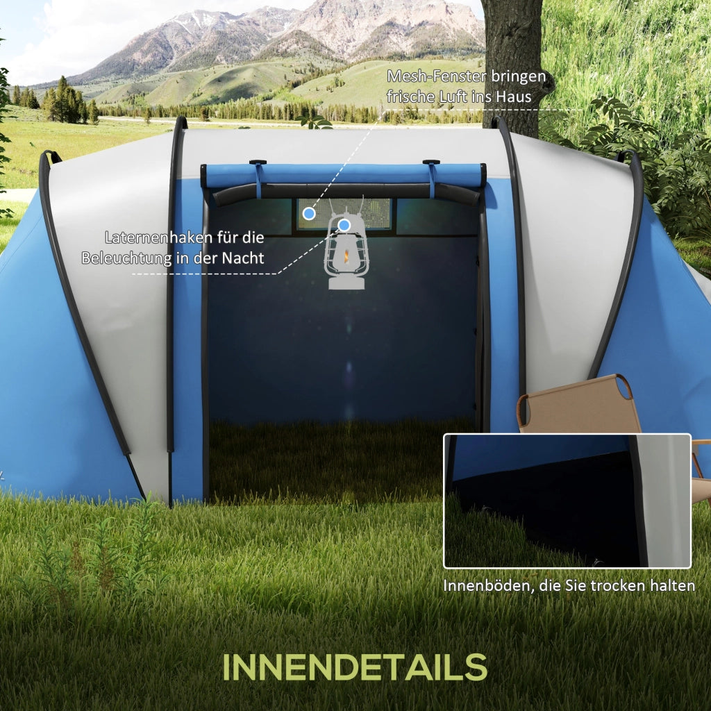 Tenda da campeggio per 4-5 persone impermeabile 3 stanze blu ¨C zephmum