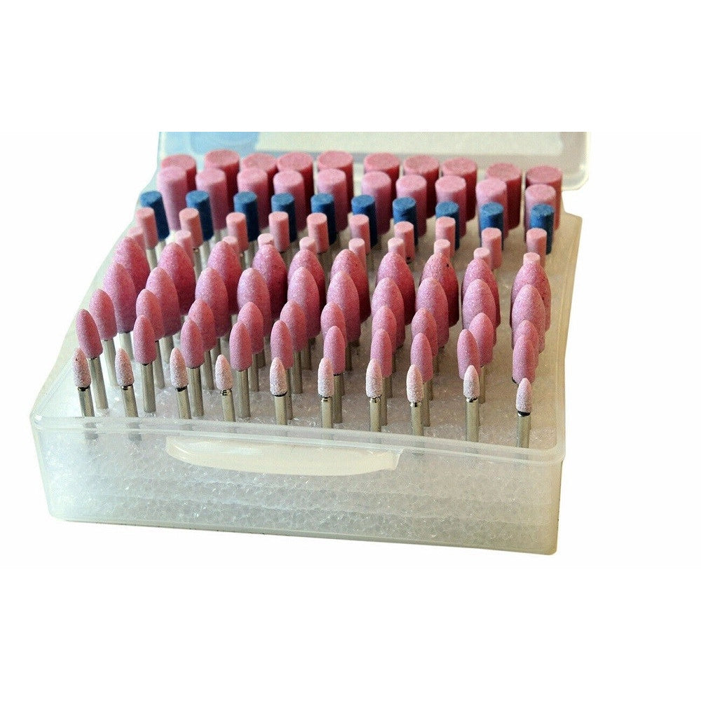 Trade Shop - Set 100 Frese In Pietra Per Mini Trapano Drimmel Testine 3mm Lucidanti Abrasive -