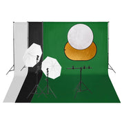 Kit per studio fotografico con illuminazione fondale e riflettore nero 02_0042455