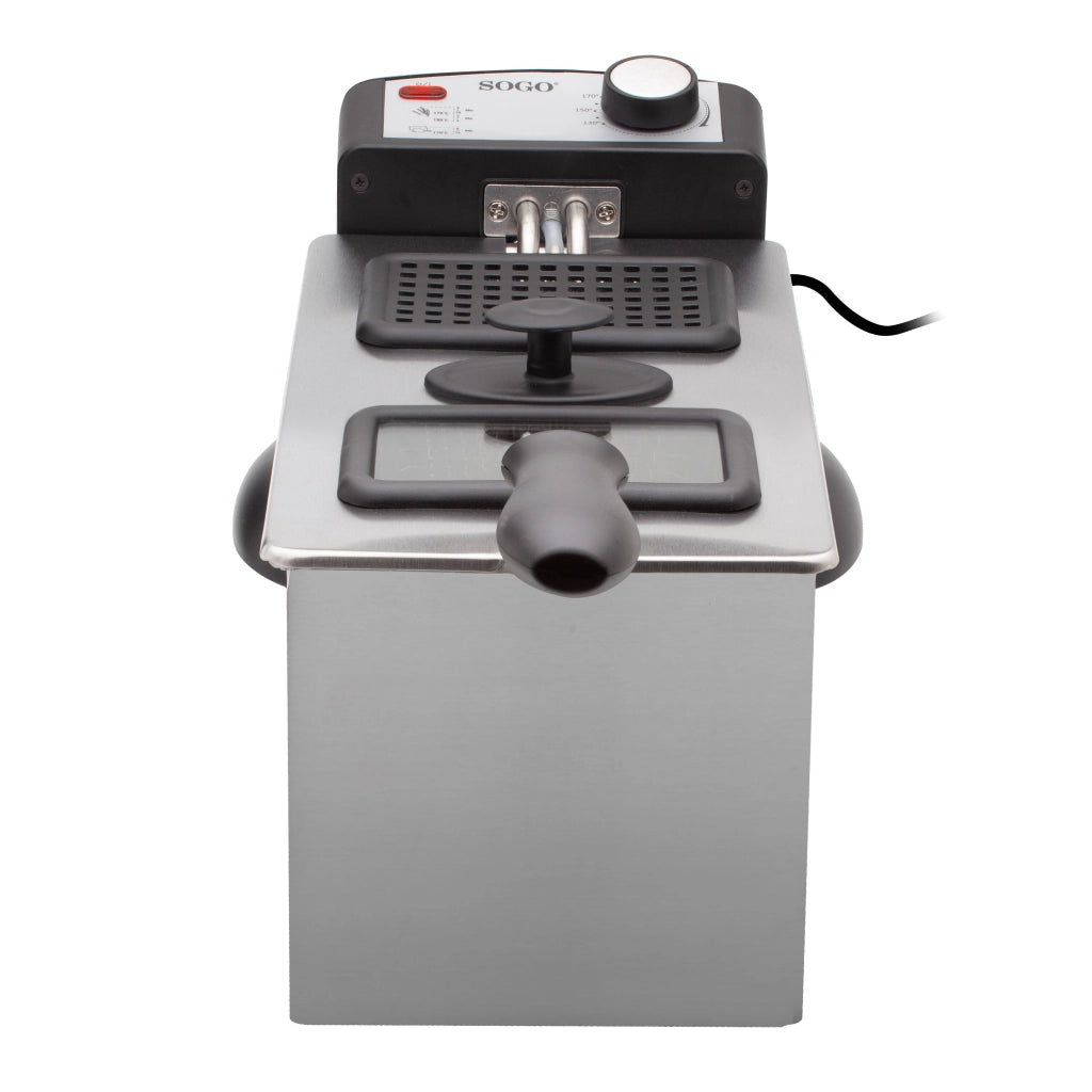 Friggitrice elettrica 3 litri acciaio inox, termostato regolabile 190°C, cestello rimovibile 2000W cucina - SOGO