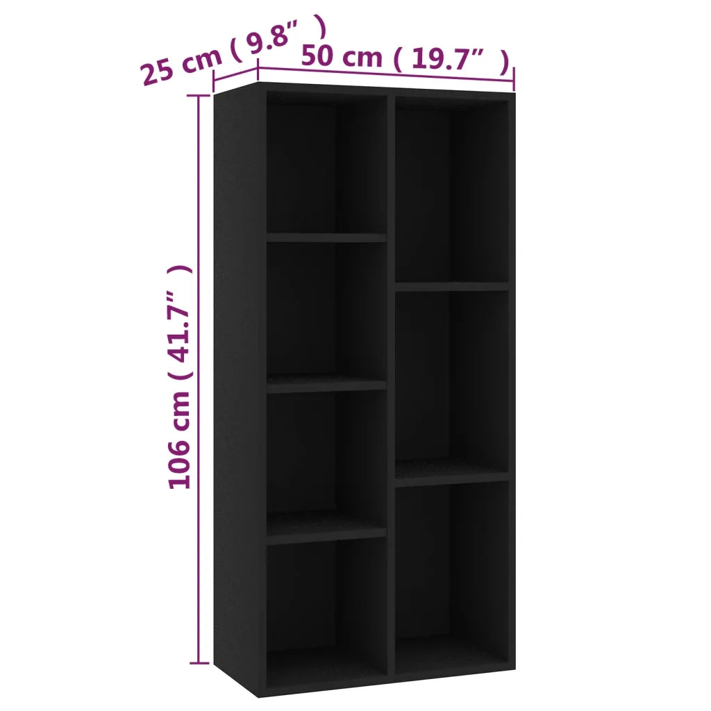 Libreria Nera 50x25x106 cm in Legno Multistrato 801108
