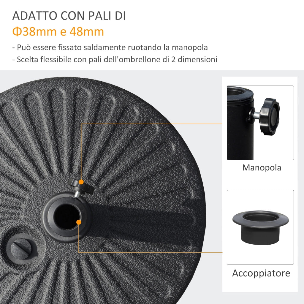 Base per Ombrellone da Giardino ¨C zephmum ¨C HDPE Nero