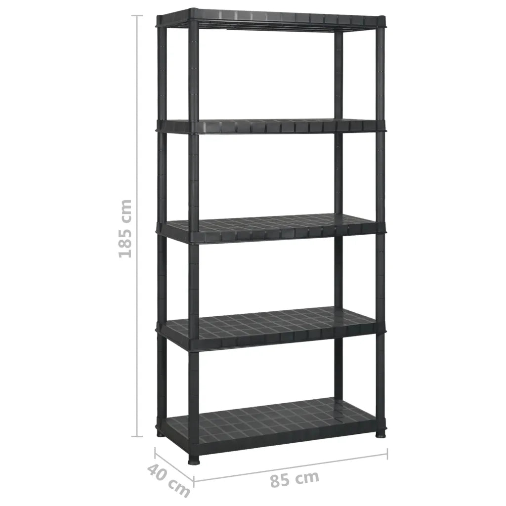 Scaffale a 5 Ripiani Nero 340x40x185 cm in Plastica CFW5352162