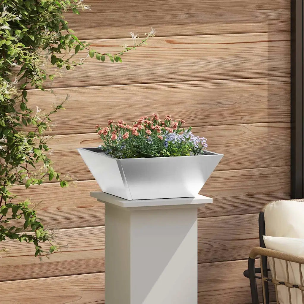 Fioriere | Cassetta per fiori | Vaso da giardino Argento 40 x 40 x 15 cm Acciaio inossidabile