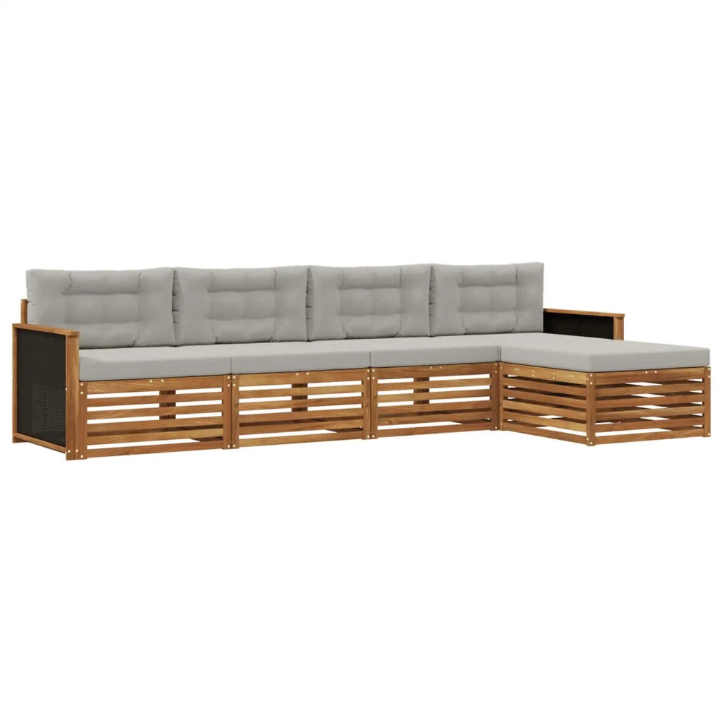 Set di divani da esterno 5 pcs Naturale e Grigio Chiaro 3383224
