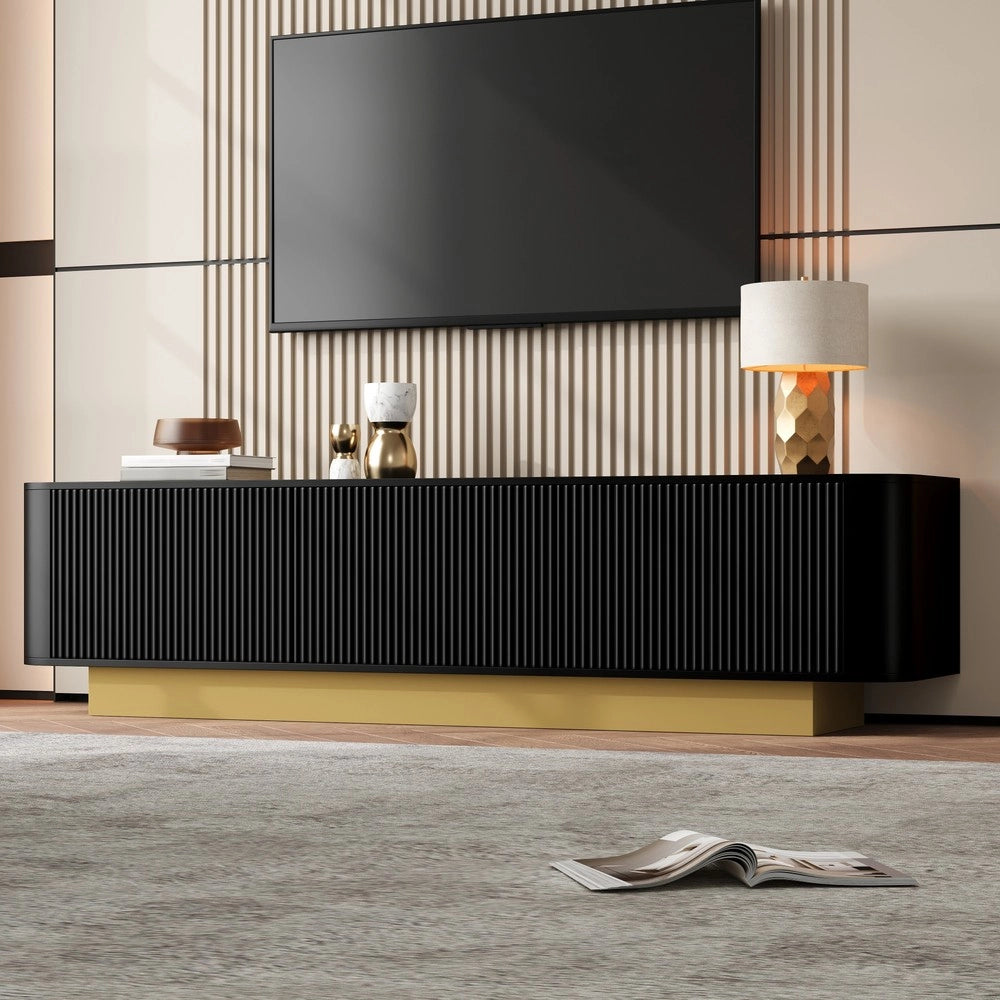 Mobile TV 170 cm con Vano Contenitore ¨C Xylo ¨C Bianco, Design Arrotondato, Gestione Cavi