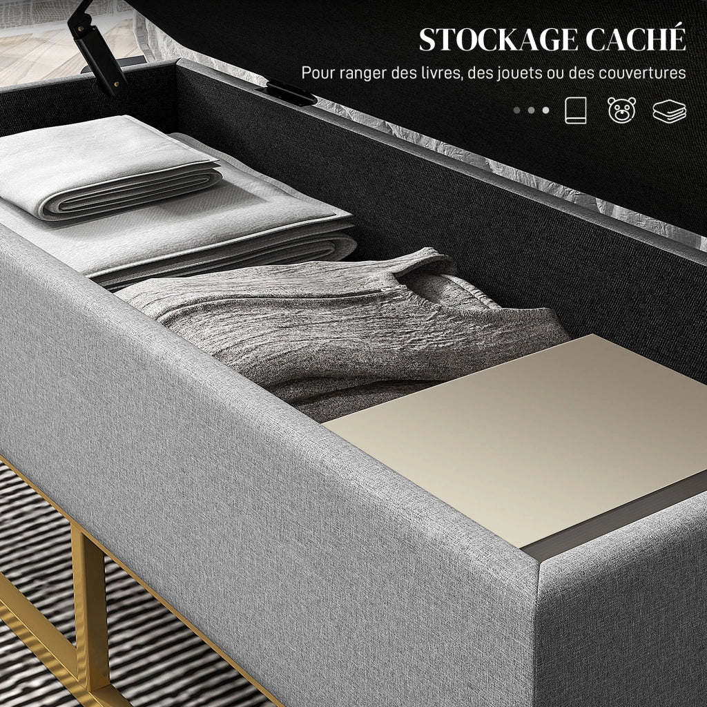 Divanetto 2 posti con contenitore ¨C zephmum ¨C 110x44x48 cm grigio dorato