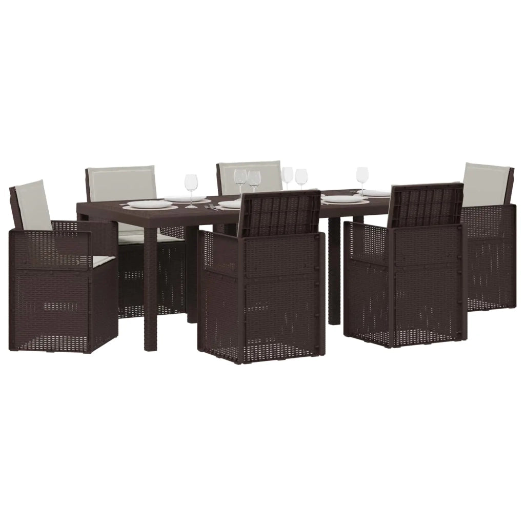Set da Pranzo per Giardino 7 pcs Marrone e Grigio Chiaro PP 3430078