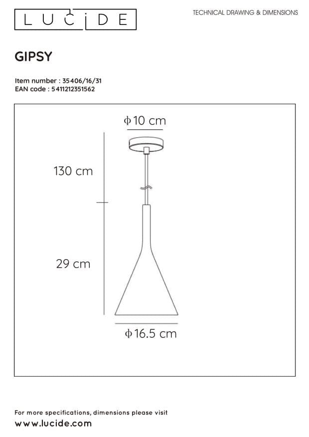 Lucide Gipsy lampada a sospensione gesso bianco E27 Ø16,5