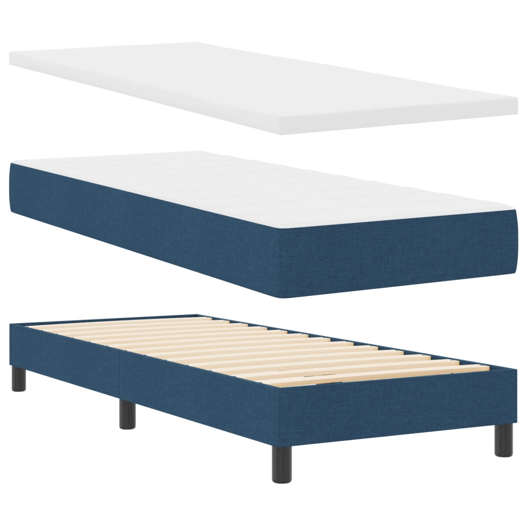 Letto a Box con Materasso Blu 80x200 cm in Tessuto