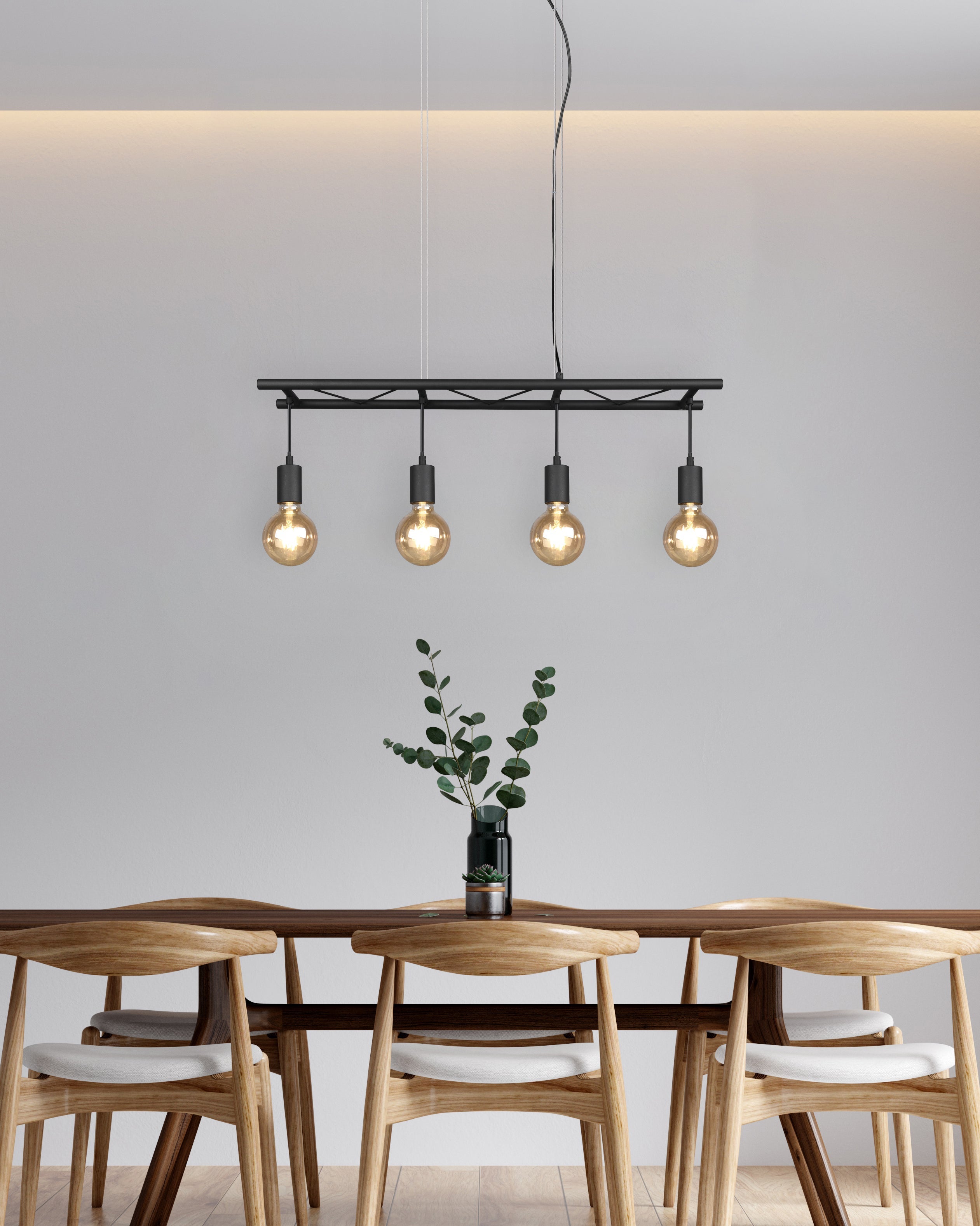 Lampada a Sospensione da Interno  E27 in Metallo Nero