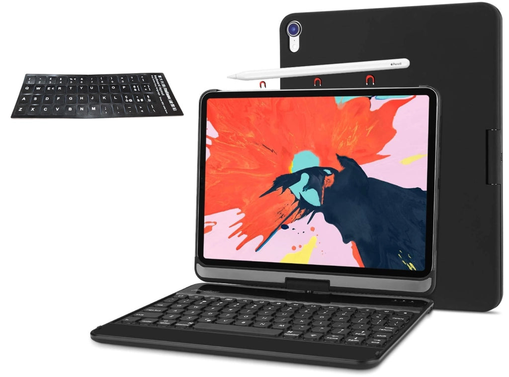 Custodia con Tastiera ProCase per iPad Pro 12.9 modello 2018 Cover Girevole a 360 Gradi con Adesivi per Tastiera Italiani in Dotazione