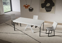 Consolle Allungabile 90-196x40x77 cm Saki Small Premium Bianco Frassino Gambe Bianche