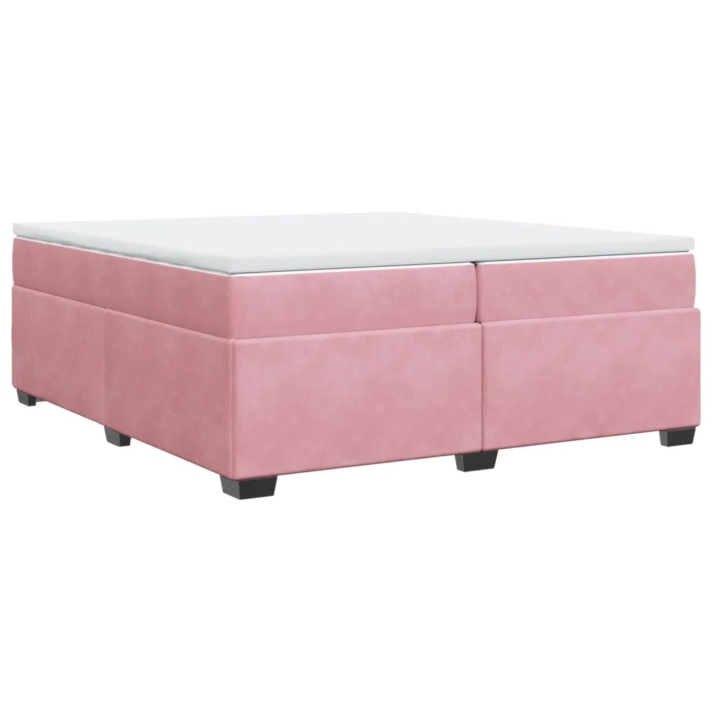 Giroletto a Molle con Materasso Rosa 200x200 cm in Velluto