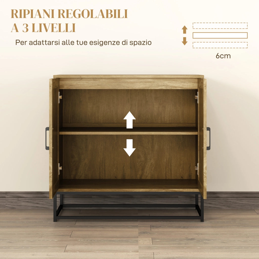 Consolle Ingresso 2 Ripiani ¨C Xylo ¨C Legno Acciaio Marrone Nero 80x40x78cm
