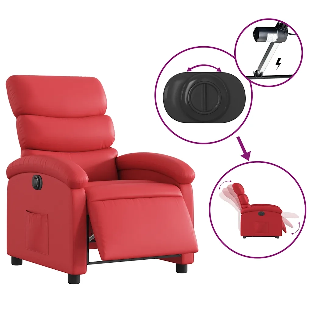 Poltrona Reclinabile Elettrica Rossa in Similpelle 3204031