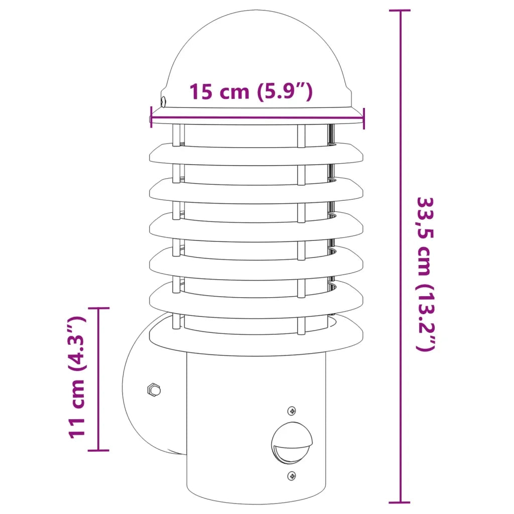 Applique per Esterno con Sensore 2 pz Nere in Acciaio Inox 4006255