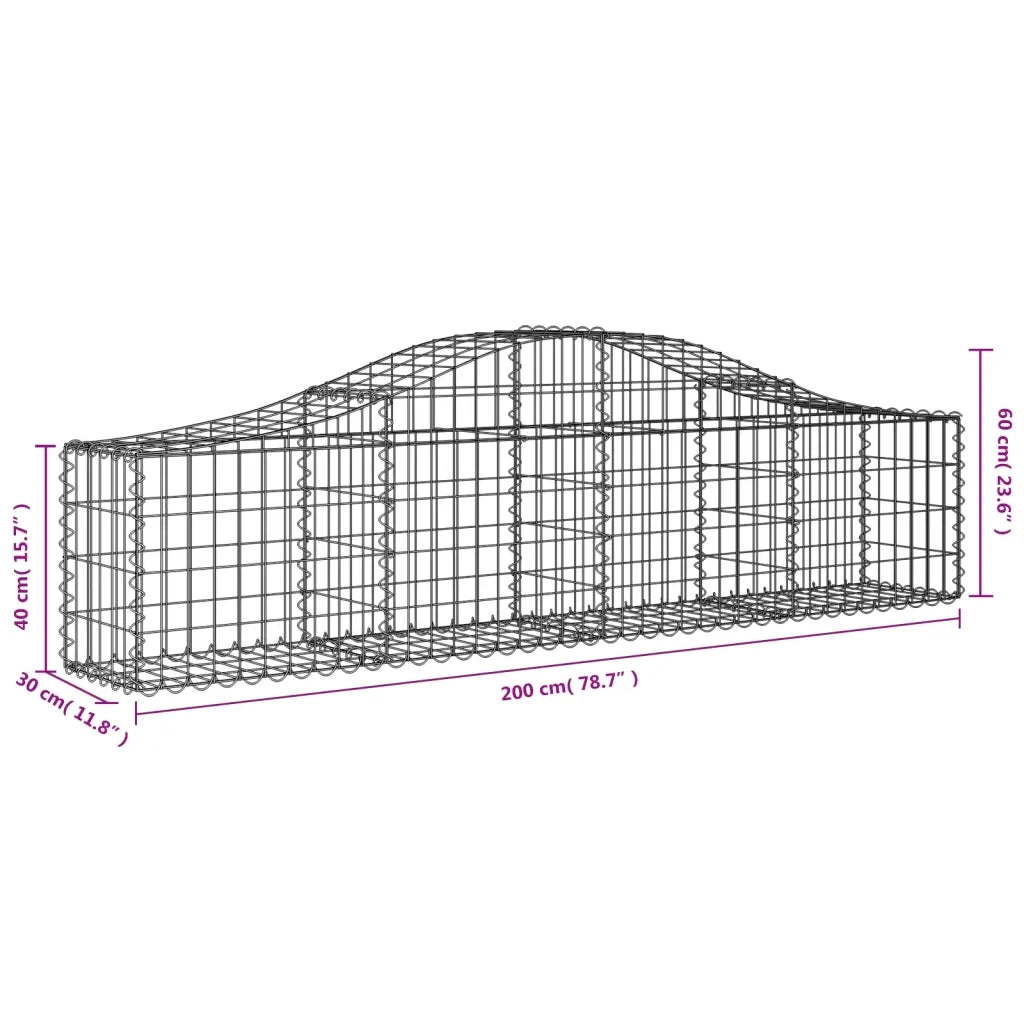 Cesti Gabbioni ad Arco 3 pz 200x30x40/60 cm Ferro Zincato