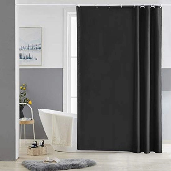 Douchegordijn Anti Schimmel Stoffa Polyester Acqua Impermeabile Lavabile Tessuto per Vasca o Bagno 10 Ganci Nero 150x180cm