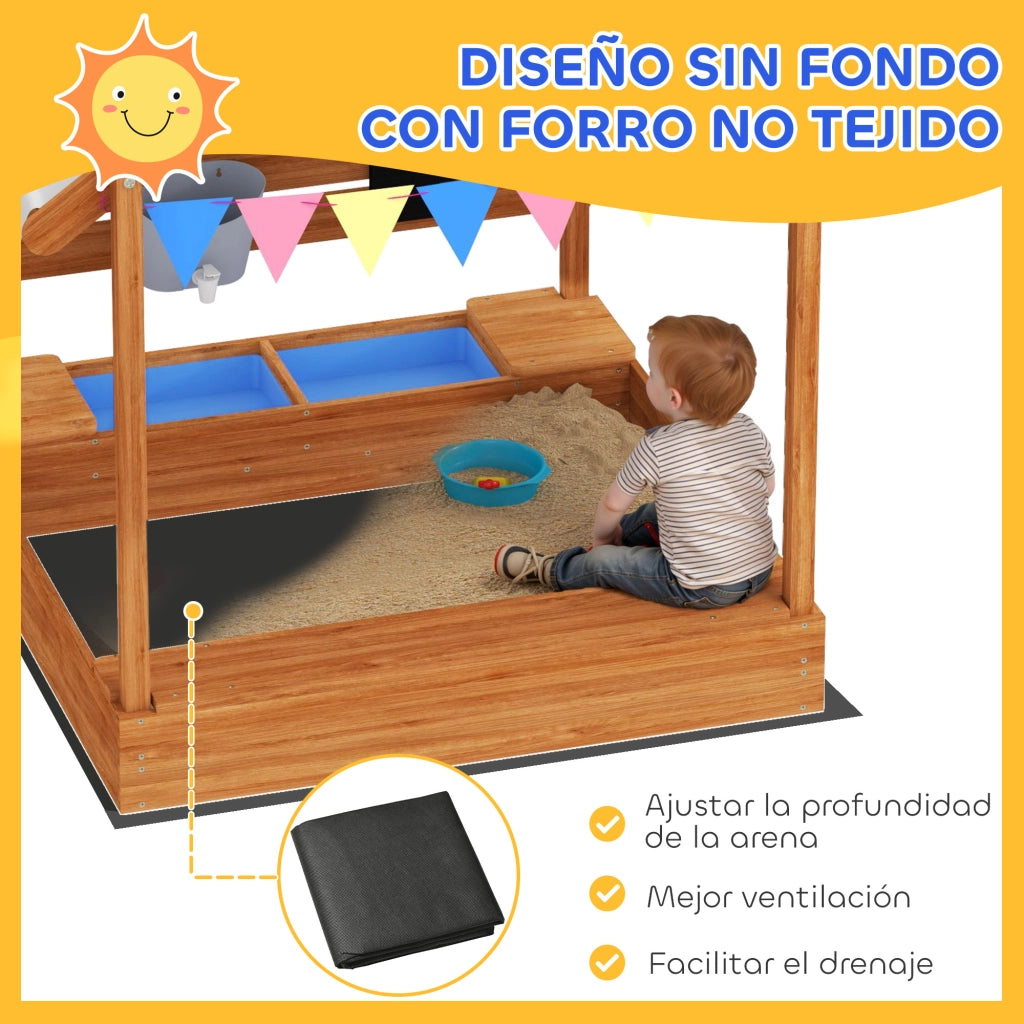 Casetta per bambini con sabbiera, toldo e lavagna ¨C zephmum ¨C arancione 124x116x146 cm