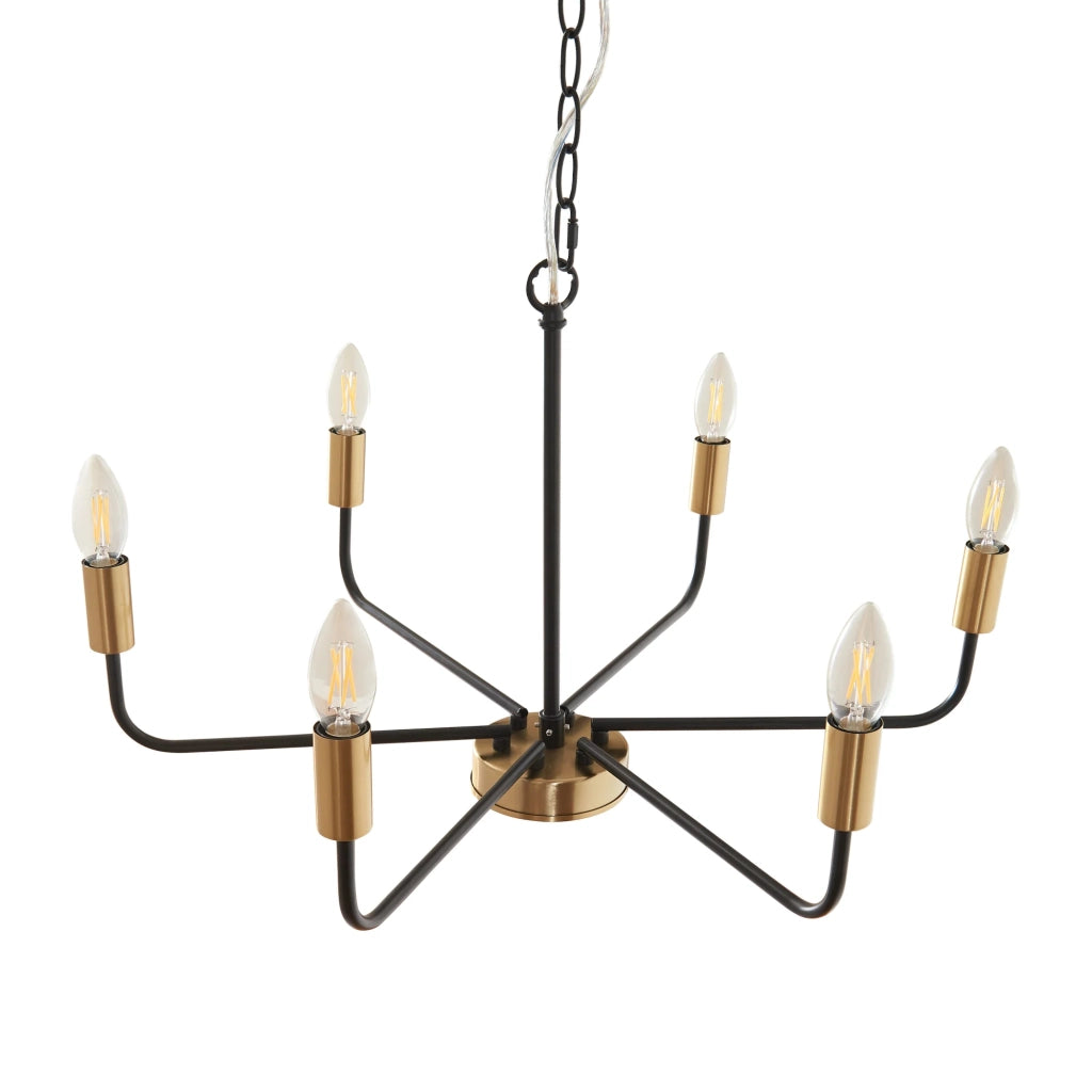 Lampadario a 6 luci 153 x 62 x 62 cm metallo nero 03_0009939
