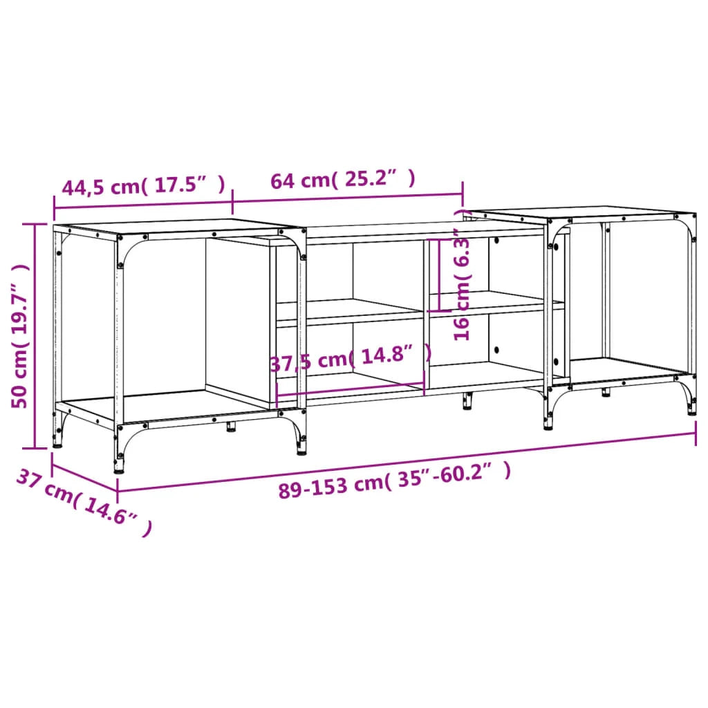Mobile TV multimediale scaffale TV credenza mobile TV sala da pranzo soggiorno camera da letto rovere affumicato 153 x 37 x 50 cm legno ingegnerizzato marrone 02_0027346