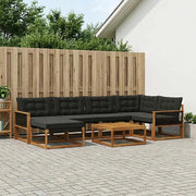 Set di divani da esterno con cuscino 7 pcs Naturale e Nero