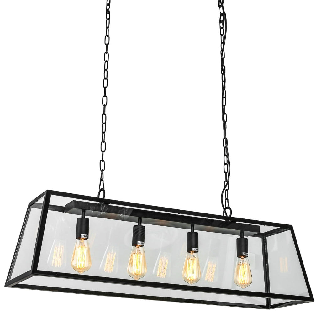 Italux Laverno lampadario industriale nero opaco 4xE27
