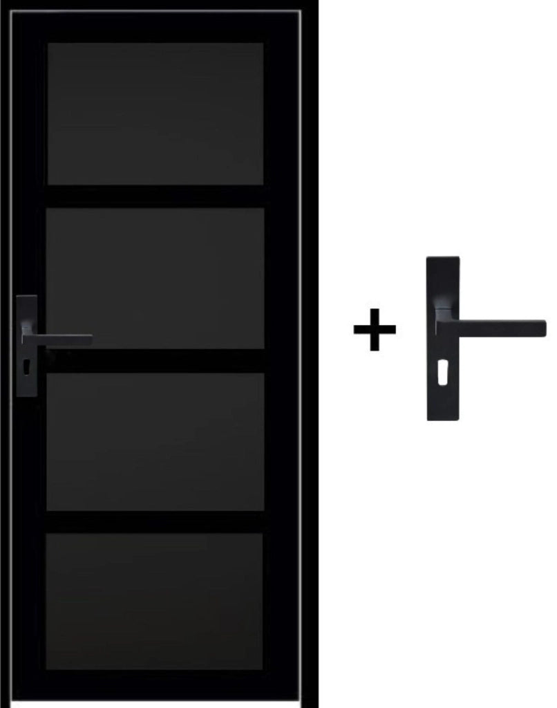Blocco porta Telia Black 4 pannelli H204 x L73 spingendo a destra dimensioni pannello + maniglia