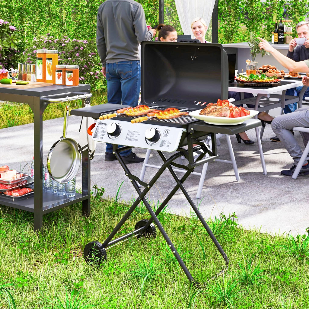 Barbecue a Gas 2 Bruciatori ¨C Zephmum ¨C 5,6 KW Nero 101x50x102 cm