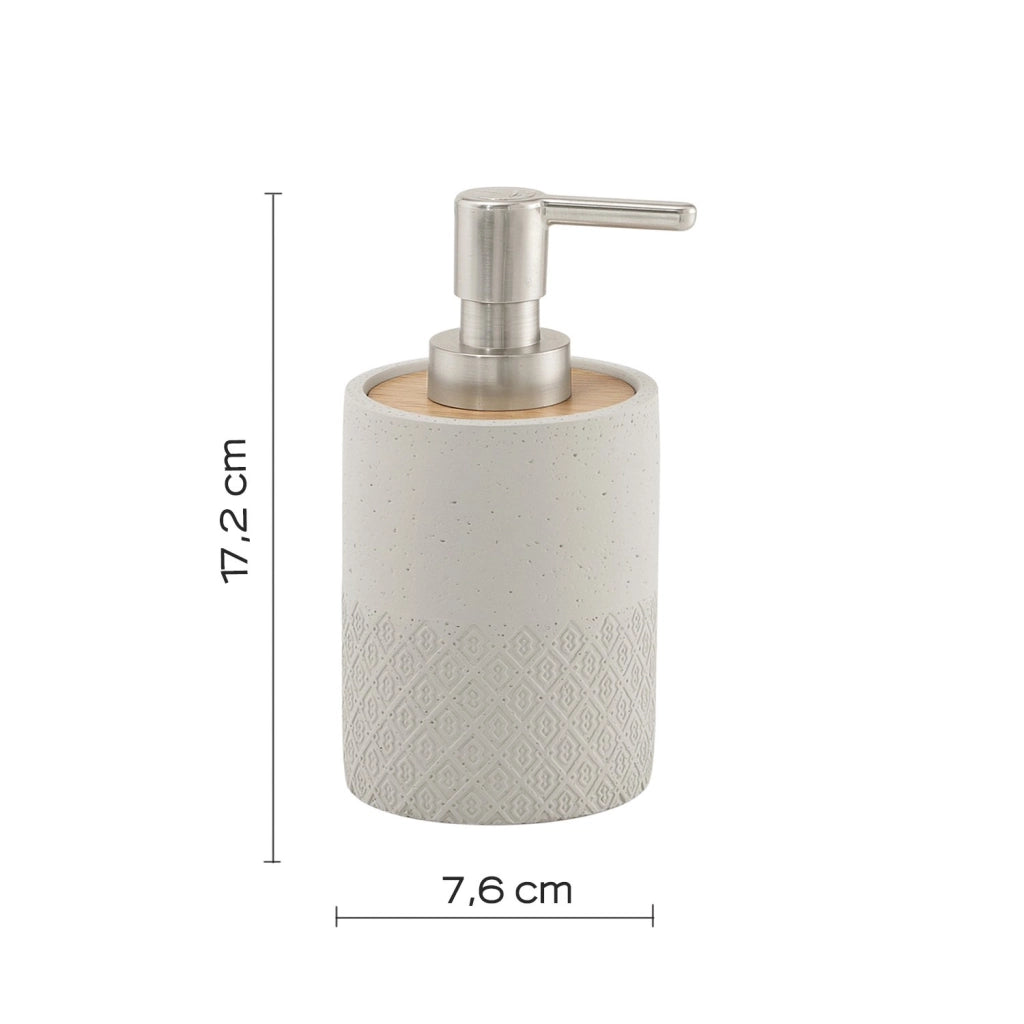 Dosasapone con erogatore in plastica d'appoggio in cemento e bambù 4980 Gedy serie AFRODITE Grigio