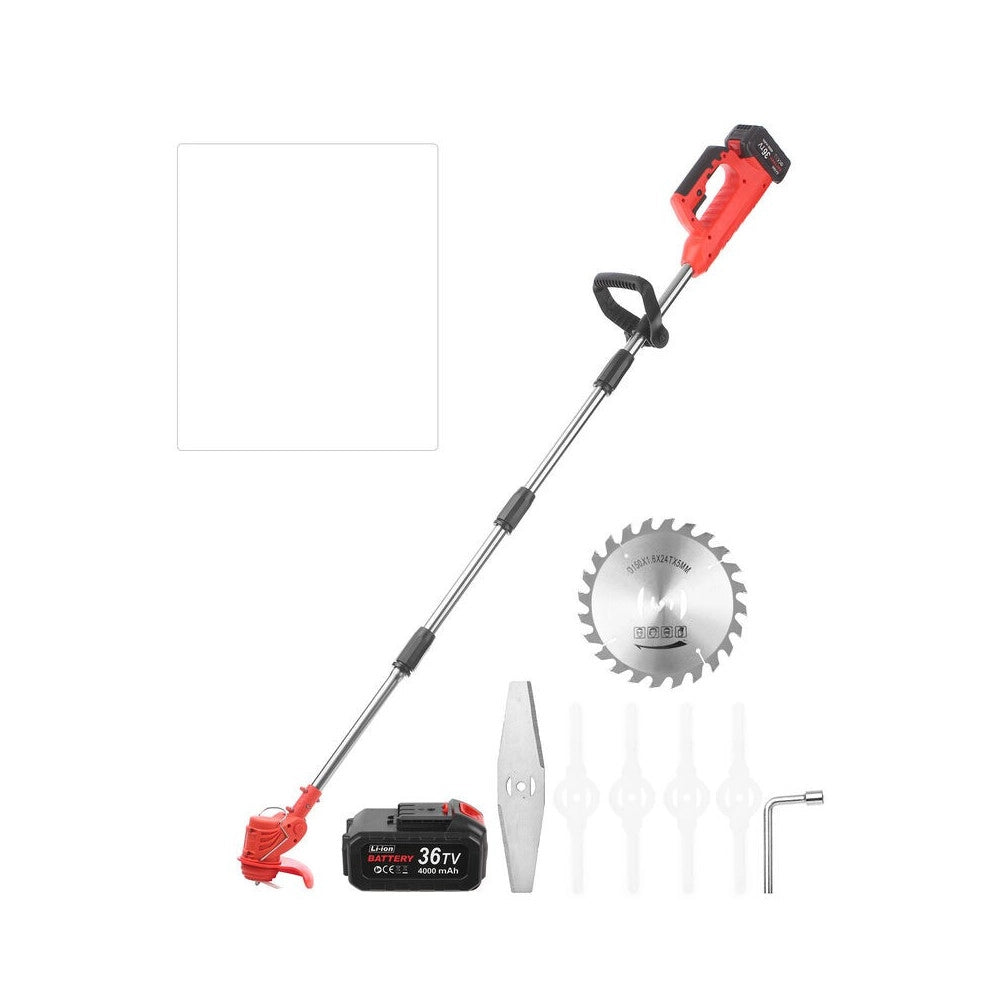 Trade Shop - Tagliasiepi Taglia Erba Rasa A Batteria 21v Con Disco Circolare Asta Telescopica -