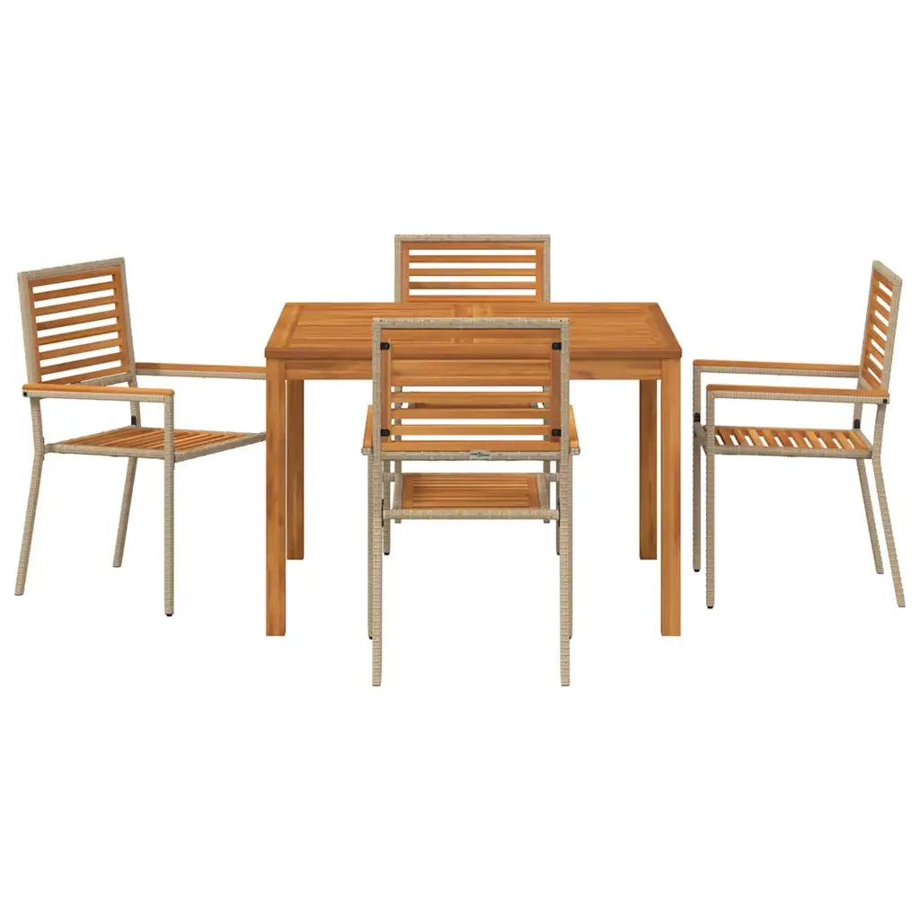 Set da Pranzo per Giardino 5 pcs Beige Legno di Acacia Massello 3365534