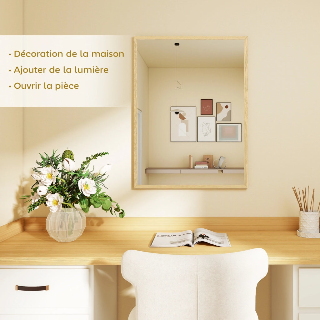 Specchio da parete rettangolare ¨C Minimal ¨C 80x60 cm, legno naturale