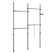 SoBuy KLS03-II-SCH Telescopic Appendiabiti da Terra, Robusto Stand Appendiabiti con Aste, Armadio Aperto Regolabile per Camera da Letto, Porta Abiti Nero