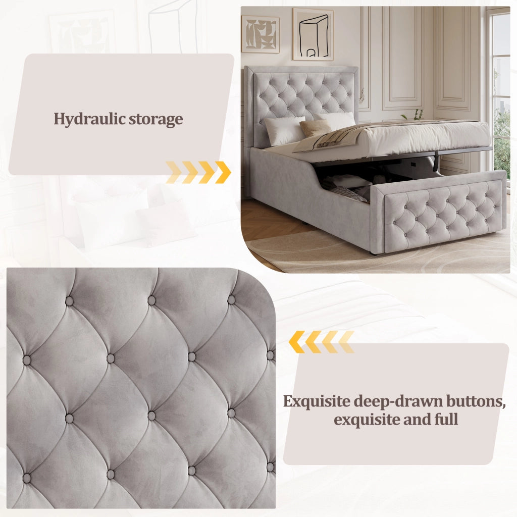 letto imbottito velluto grigio 90 x 200 cm
