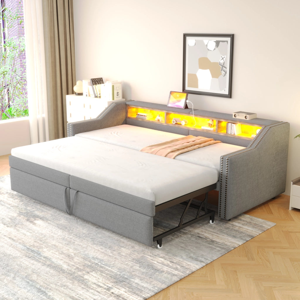 Letto divano estraibile lino 90x200 cm